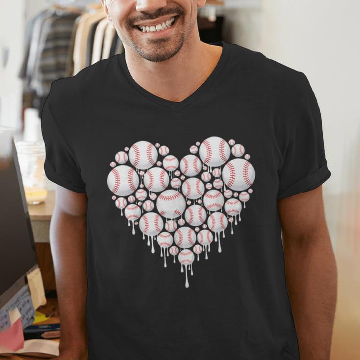 Baseball Heart Drip Valentine's Day Baseball Lover Boys Men Men's V-Neck T-Shirt Baseball Heart Drip Valentine's Day Baseball Lover Boys Men Men's V-Neck T-Shirt