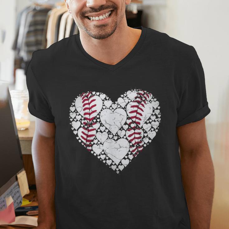Baseball Heart Love Game Sports Fan Game Day Men's V-Neck T-Shirt Baseball Heart Love Game Sports Fan Game Day Men's V-Neck T-Shirt