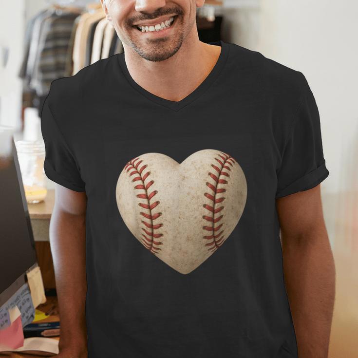 Baseball Heart Shape Valentines Day Love Boys Kids Men Men's V-Neck T-Shirt Baseball Heart Shape Valentines Day Love Boys Kids Men Men's V-Neck T-Shirt