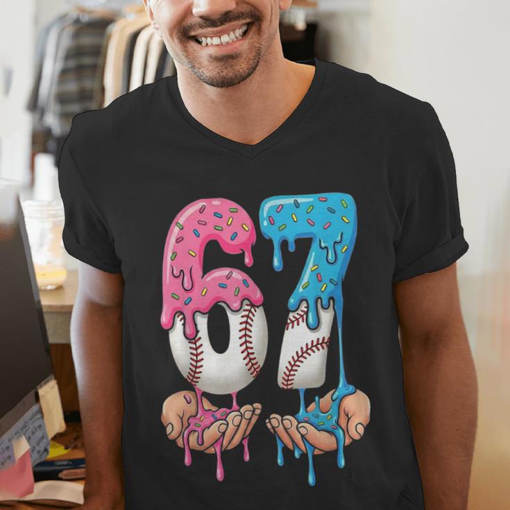 Baseball Ice Cream Drip 67 Hands Six Seven Boys Men's V-Neck T-Shirt