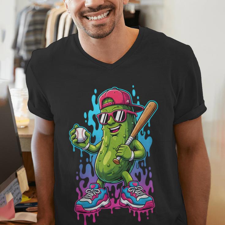 Baseball Ice Cream Drip Boys And Girls Batter Game Day Men's V-Neck T-Shirt