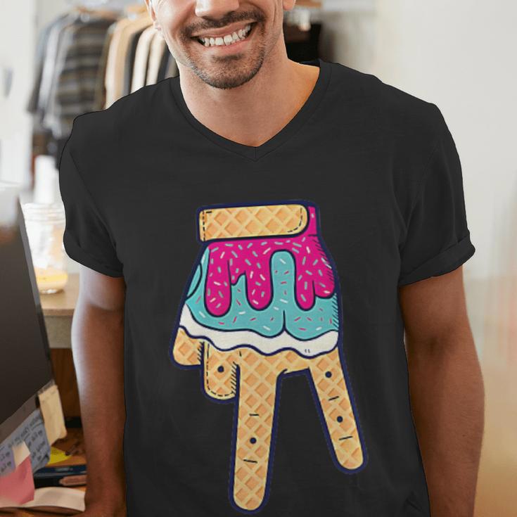 Baseball Ice Cream Drip Home Plate Glove Respect Drip 2 Side Men's V-Neck T-Shirt Baseball Ice Cream Drip Home Plate Glove Respect Drip 2 Side Men's V-Neck T-Shirt