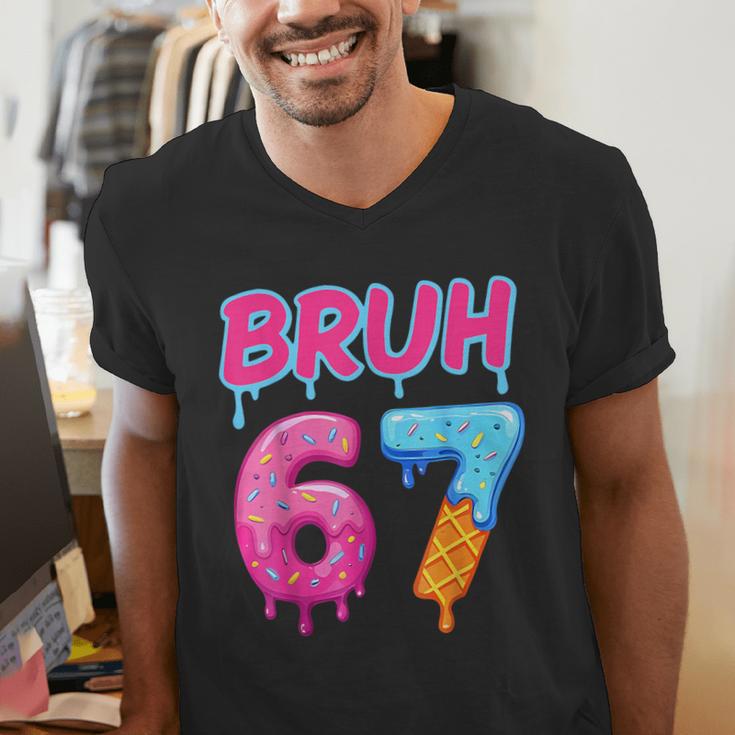 Baseball Ice Cream Drip Number 67 Player Or 67th Birthday Men's V-Neck T-Shirt Baseball Ice Cream Drip Number 67 Player Or 67th Birthday Men's V-Neck T-Shirt