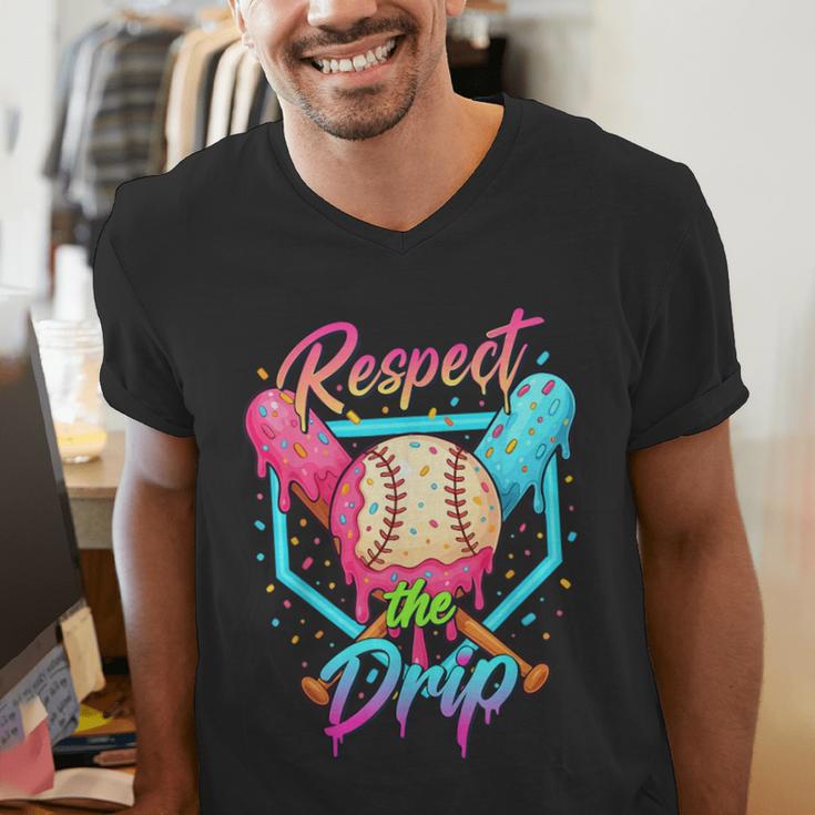 Baseball Ice Cream Drip Number 67 Player 67 Respect The Drip Men's V-Neck T-Shirt Baseball Ice Cream Drip Number 67 Player 67 Respect The Drip Men's V-Neck T-Shirt