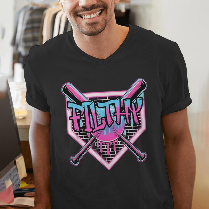 Baseball Ice Cream Drip Pitcher Filthy Men's V-Neck T-Shirt