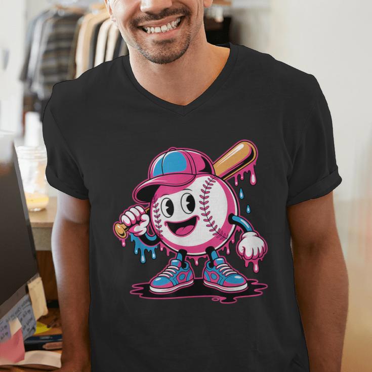 Baseball Ice Cream Shirt Cool Baseball Drip For Boys Men's V-Neck T-Shirt