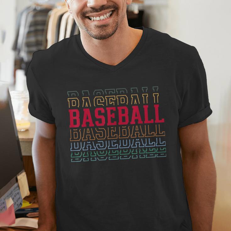 Baseball Layered Text Team Player Coach Youth Men's V-Neck T-Shirt Baseball Layered Text Team Player Coach Youth Men's V-Neck T-Shirt