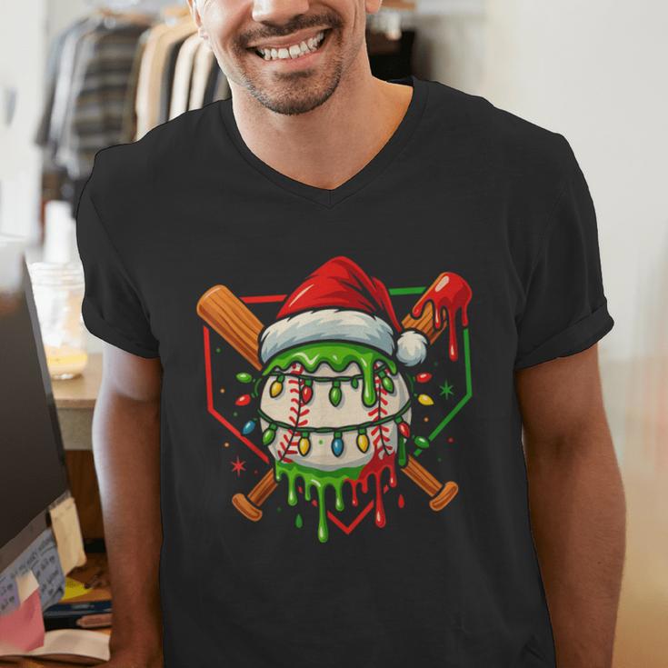 Baseball Lifestyle Apparel Youth Christmas Baseball Drip Men's V-Neck T-Shirt Baseball Lifestyle Apparel Youth Christmas Baseball Drip Men's V-Neck T-Shirt