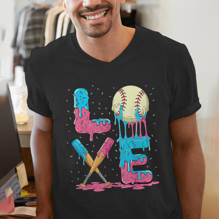 Baseball Love Drip Ice Cream Colorful Baseball Men's V-Neck T-Shirt Baseball Love Drip Ice Cream Colorful Baseball Men's V-Neck T-Shirt