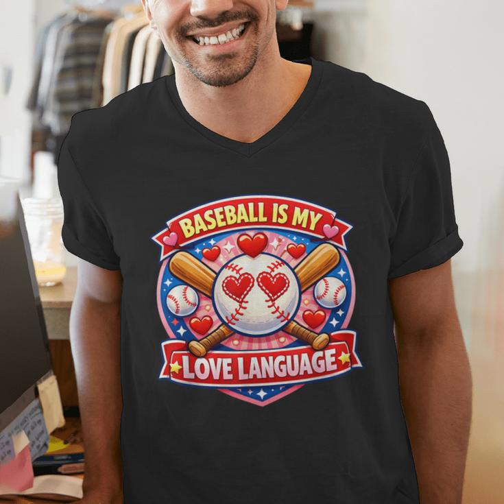Baseball Is My Love Language Valentine Men's V-Neck T-Shirt