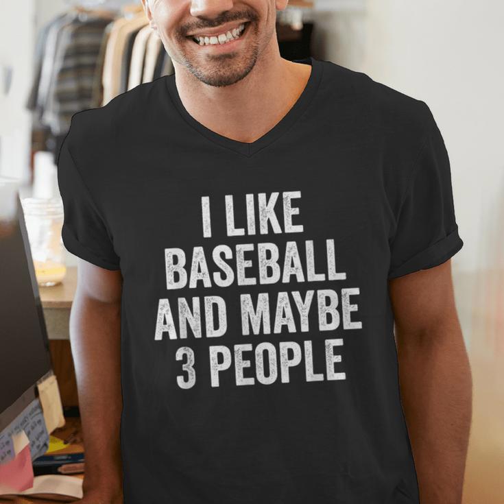 I Like Baseball And Maybe 3 People Baseball Player Men's V-Neck T-Shirt I Like Baseball And Maybe 3 People Baseball Player Men's V-Neck T-Shirt