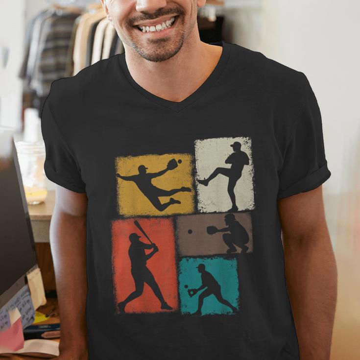 Baseball Player Collage Men Kids Coach Youth Boys Men's V-Neck T-Shirt Baseball Player Collage Men Kids Coach Youth Boys Men's V-Neck T-Shirt