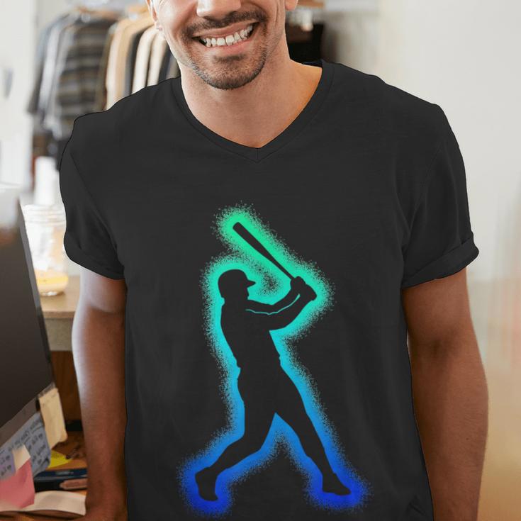 Baseball Player Graphic Men's V-Neck T-Shirt