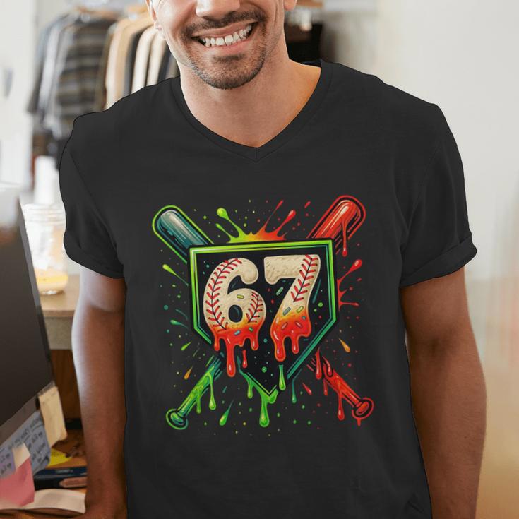 Baseball Six Seven 67 Meme Ice Cream Drip Xmas Men Women Men's V-Neck T-Shirt