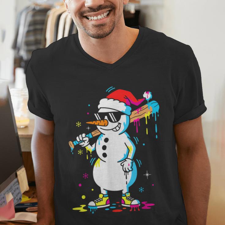 Baseball Snowman Drip Cool Christmas Men Boys Girls Men's V-Neck T-Shirt Baseball Snowman Drip Cool Christmas Men Boys Girls Men's V-Neck T-Shirt