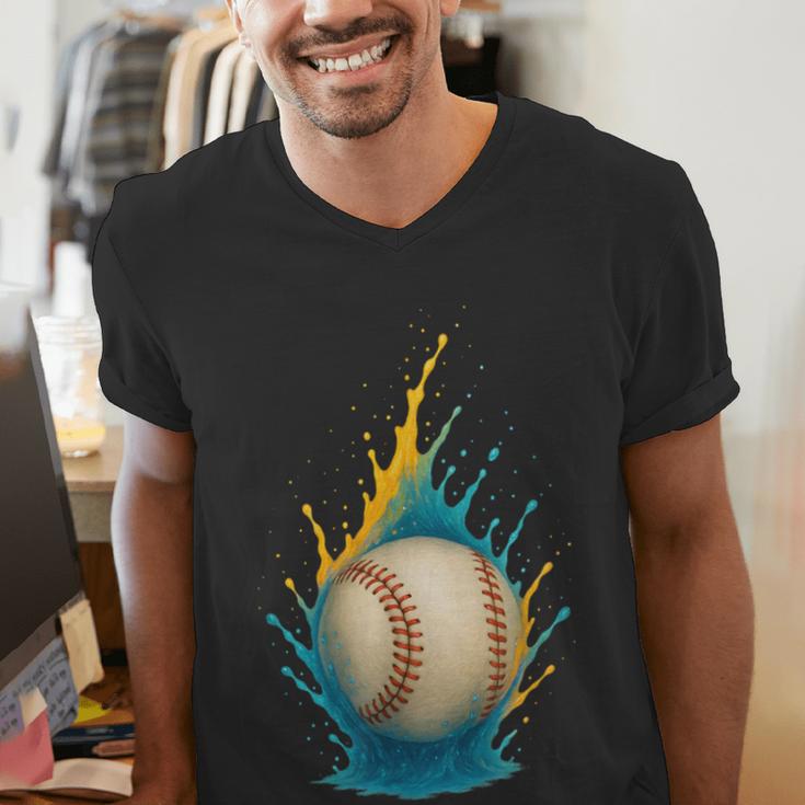 Baseball Splash Team Player For Kids Men Women Men's V-Neck T-Shirt Baseball Splash Team Player For Kids Men Women Men's V-Neck T-Shirt