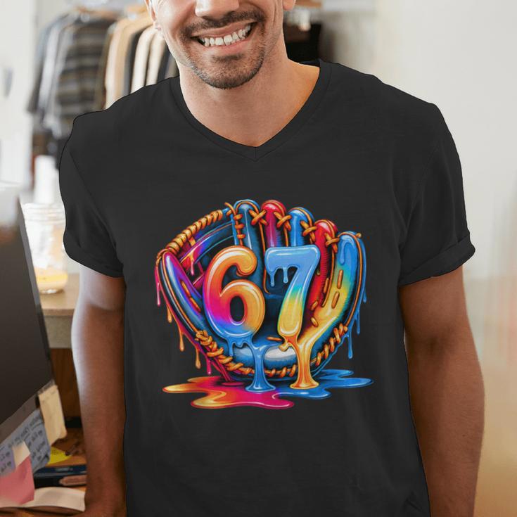 Baseball Stuff Six Seven 67 Ice Cream Drip 6 7 Baseball Kids Men's V-Neck T-Shirt Baseball Stuff Six Seven 67 Ice Cream Drip 6 7 Baseball Kids Men's V-Neck T-Shirt