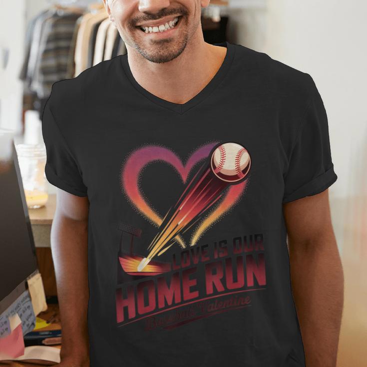 Baseball Valentine Love Is Our Home Run Apparel Men's V-Neck T-Shirt Baseball Valentine Love Is Our Home Run Apparel Men's V-Neck T-Shirt