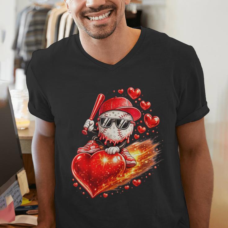 Baseball Valentine's Day Drip Ice Cream Team Men's V-Neck T-Shirt Baseball Valentine's Day Drip Ice Cream Team Men's V-Neck T-Shirt