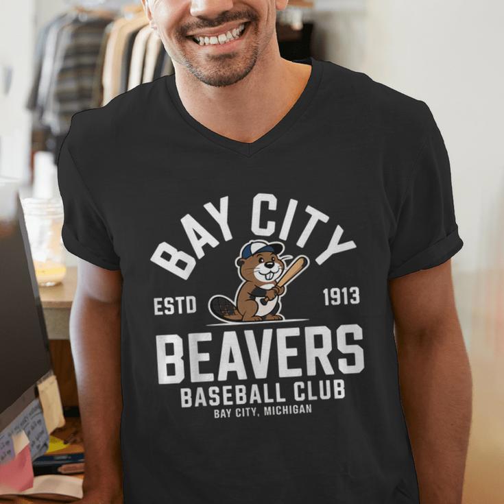 Bay City Beavers Baseball Club Estd 1913 Men's V-Neck T-Shirt
