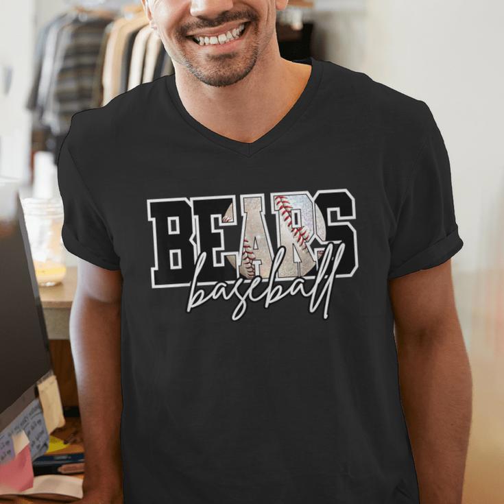 Bears Baseball Mom Game Day School Spirit Bear Pride Men's V-Neck T-Shirt Bears Baseball Mom Game Day School Spirit Bear Pride Men's V-Neck T-Shirt