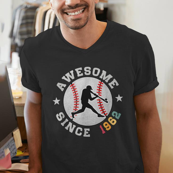 Birthday Baseball Lover 64 Years Old Awesome Since 1962 Men's V-Neck T-Shirt Birthday Baseball Lover 64 Years Old Awesome Since 1962 Men's V-Neck T-Shirt