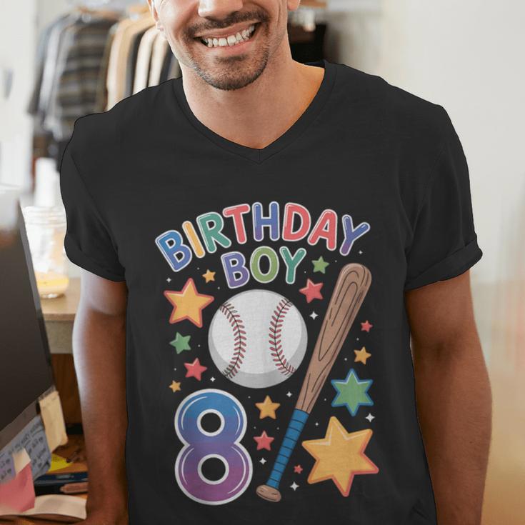 Birthday Boy 8th Birthday Baseball Men's V-Neck T-Shirt Birthday Boy 8th Birthday Baseball Men's V-Neck T-Shirt