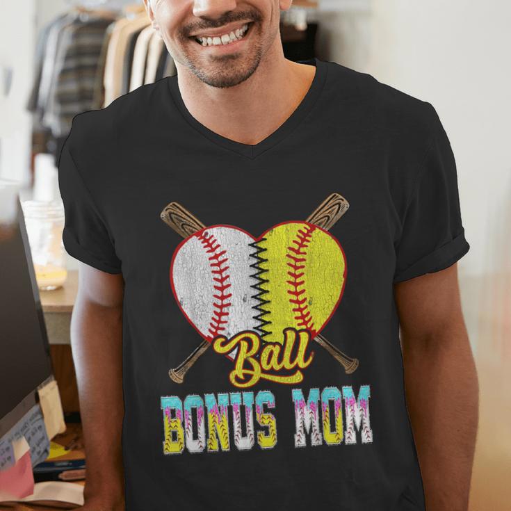 Bonus Mom Of Both Half Baseball Softball Ice Cream Drip Men's V-Neck T-Shirt Bonus Mom Of Both Half Baseball Softball Ice Cream Drip Men's V-Neck T-Shirt