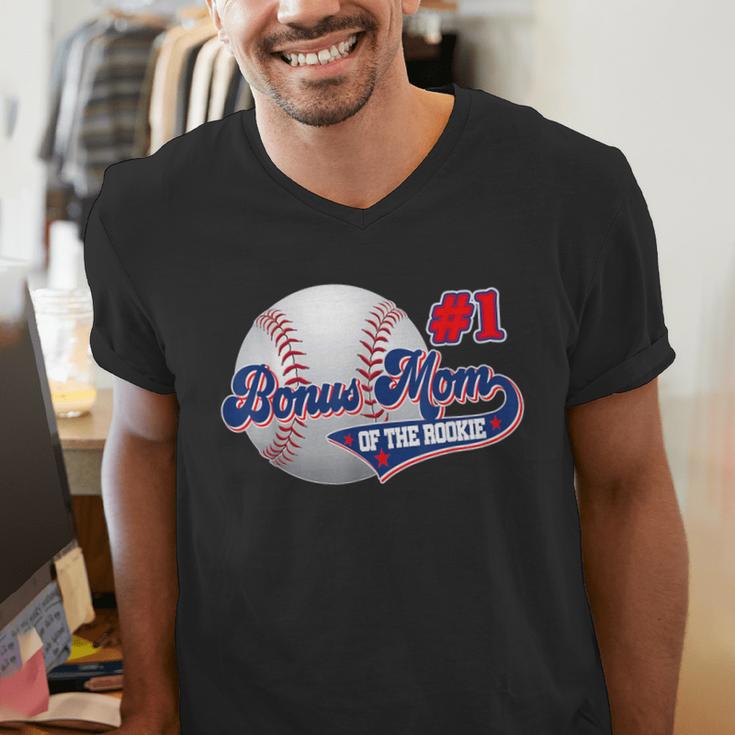 Bonus Mom Rookie Of Year 1st Birthday Baseball Theme Men's V-Neck T-Shirt Bonus Mom Rookie Of Year 1st Birthday Baseball Theme Men's V-Neck T-Shirt
