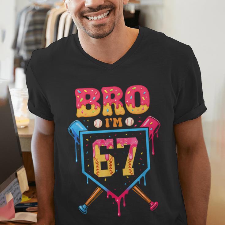 Bro I’m 67 Baseball Drip Number 67 Player 67th Birthday Men's V-Neck T-Shirt Bro I’m 67 Baseball Drip Number 67 Player 67th Birthday Men's V-Neck T-Shirt