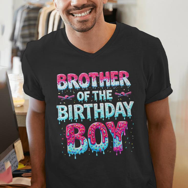 Brother Of The Birthday Boy Ice Cream Baseball Family Party Men's V-Neck T-Shirt Brother Of The Birthday Boy Ice Cream Baseball Family Party Men's V-Neck T-Shirt