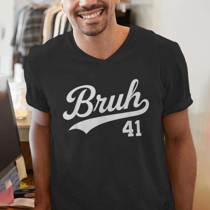 Bruh Baseball Style Number 41 Sports Bro Slang Meme Brother Men's V-Neck T-Shirt Bruh Baseball Style Number 41 Sports Bro Slang Meme Brother Men's V-Neck T-Shirt