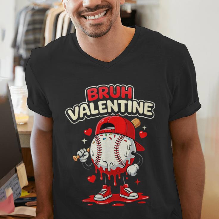 Bruh Valentine Baseball Drip Icecream Apparel Men Youth Boys Men's V-Neck T-Shirt Bruh Valentine Baseball Drip Icecream Apparel Men Youth Boys Men's V-Neck T-Shirt