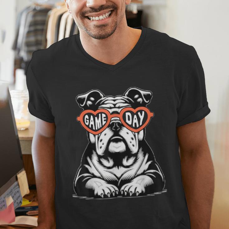 Bulldog Mascot Sports Fan Football Basketball Baseball Men's V-Neck T-Shirt Bulldog Mascot Sports Fan Football Basketball Baseball Men's V-Neck T-Shirt