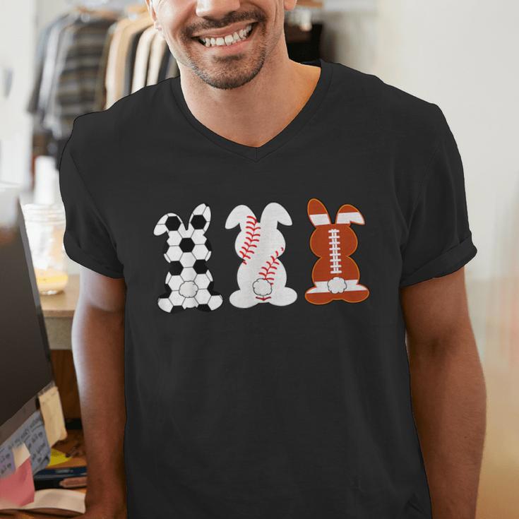 Bunny Football Baseball Sport Easter Day Men's V-Neck T-Shirt