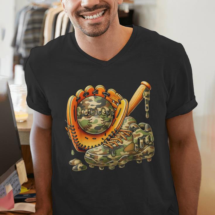 Camo Ice Cream Drip Baseball Stuff Baseball Drip Boys Men's V-Neck T-Shirt Camo Ice Cream Drip Baseball Stuff Baseball Drip Boys Men's V-Neck T-Shirt