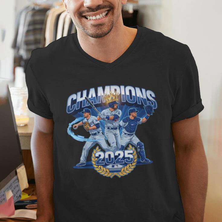 Champions 2025 Baseball Retro Athletic Celebration Theme Men's V-Neck T-Shirt Champions 2025 Baseball Retro Athletic Celebration Theme Men's V-Neck T-Shirt
