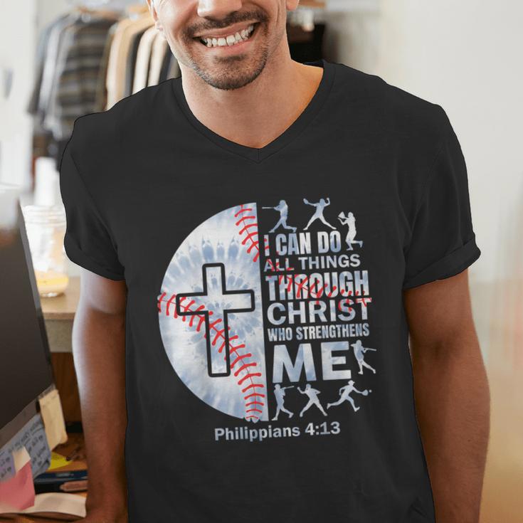 Christian Baseball Men Boy Player Team Religious Philippians Men's V-Neck T-Shirt Christian Baseball Men Boy Player Team Religious Philippians Men's V-Neck T-Shirt