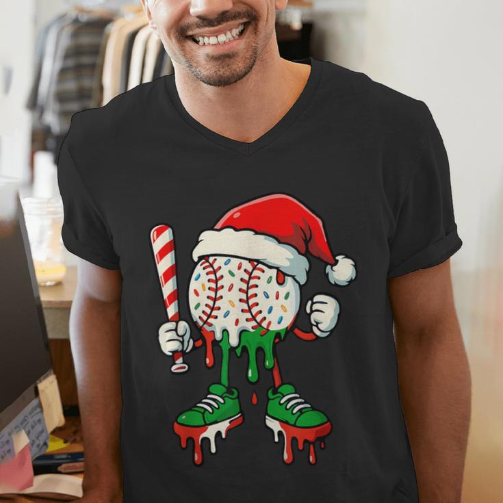 Christmas Baseball Drip For Boys Ice Cream Drip Baseball Men's V-Neck T-Shirt