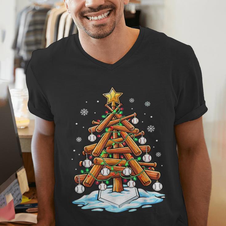 Christmas Baseball Tree Lights Xmas Men's V-Neck T-Shirt