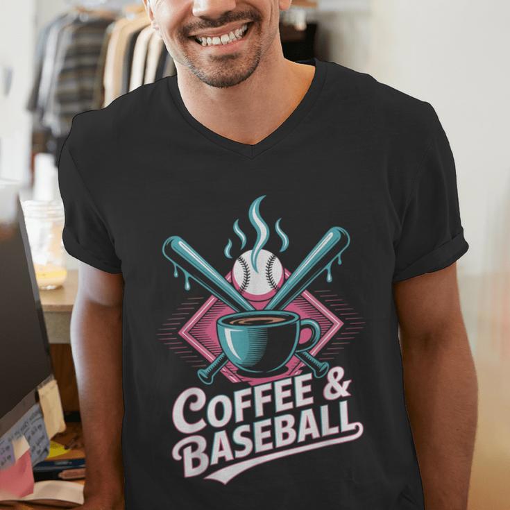 Coffee And Baseball Baseball Player Men's V-Neck T-Shirt