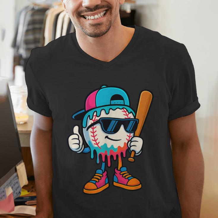 Cool Baseball Drip For Boys Ice Cream Drip Baseball Kids Men's V-Neck T-Shirt Cool Baseball Drip For Boys Ice Cream Drip Baseball Kids Men's V-Neck T-Shirt