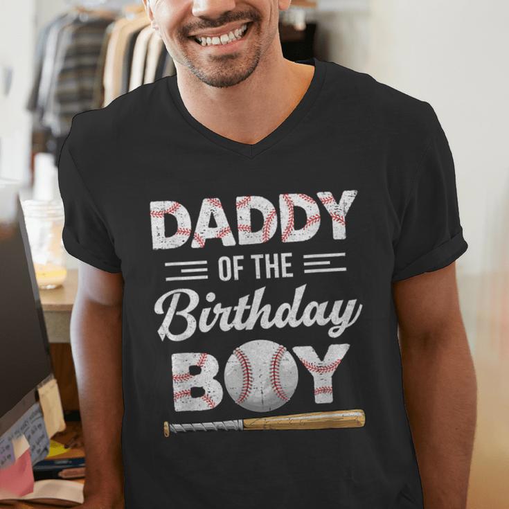 Daddy Of The Birthday Boy Baseball Matching Family Men's V-Neck T-Shirt