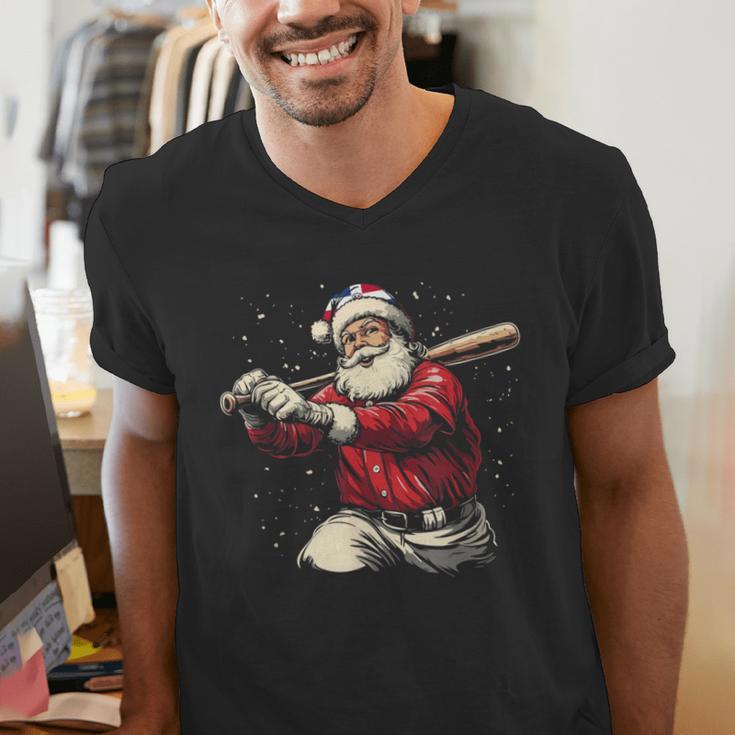 Dominican Santa Christmas Beisbol Baseball Dominicano Men's V-Neck T-Shirt Dominican Santa Christmas Beisbol Baseball Dominicano Men's V-Neck T-Shirt