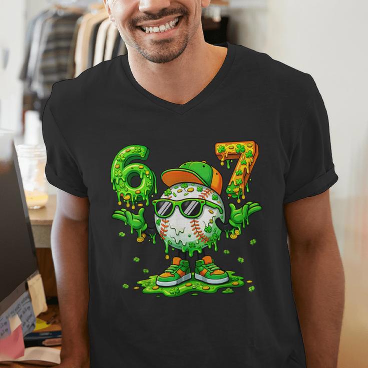 Drip Baseball Irish Shamrock St Patricks Men Boy Kid Men's V-Neck T-Shirt Drip Baseball Irish Shamrock St Patricks Men Boy Kid Men's V-Neck T-Shirt