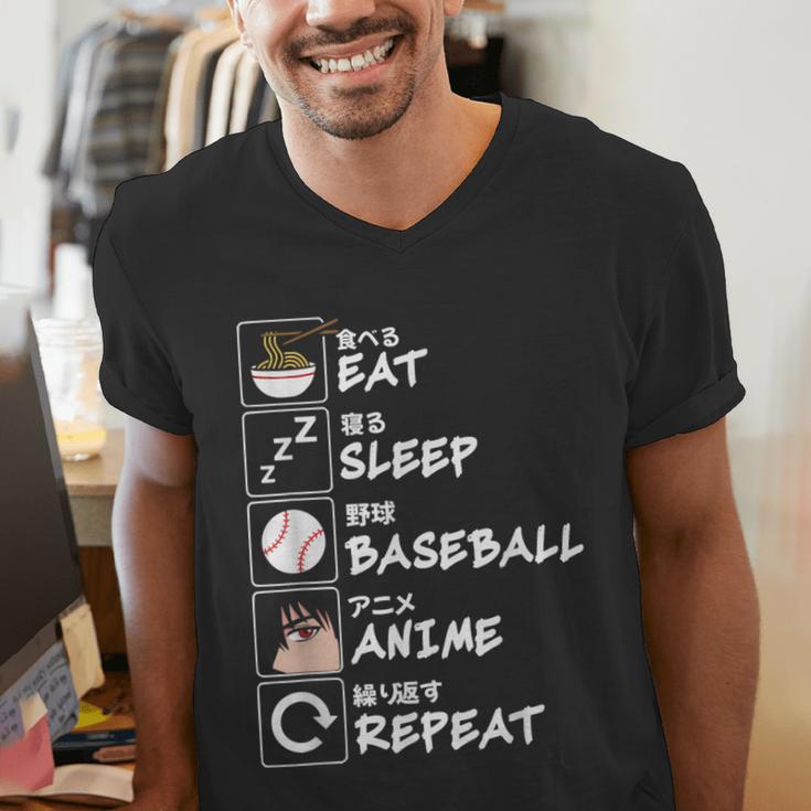 Eat Sleep Baseball Anime Repeat Japanese Otaku Men's V-Neck T-Shirt Eat Sleep Baseball Anime Repeat Japanese Otaku Men's V-Neck T-Shirt