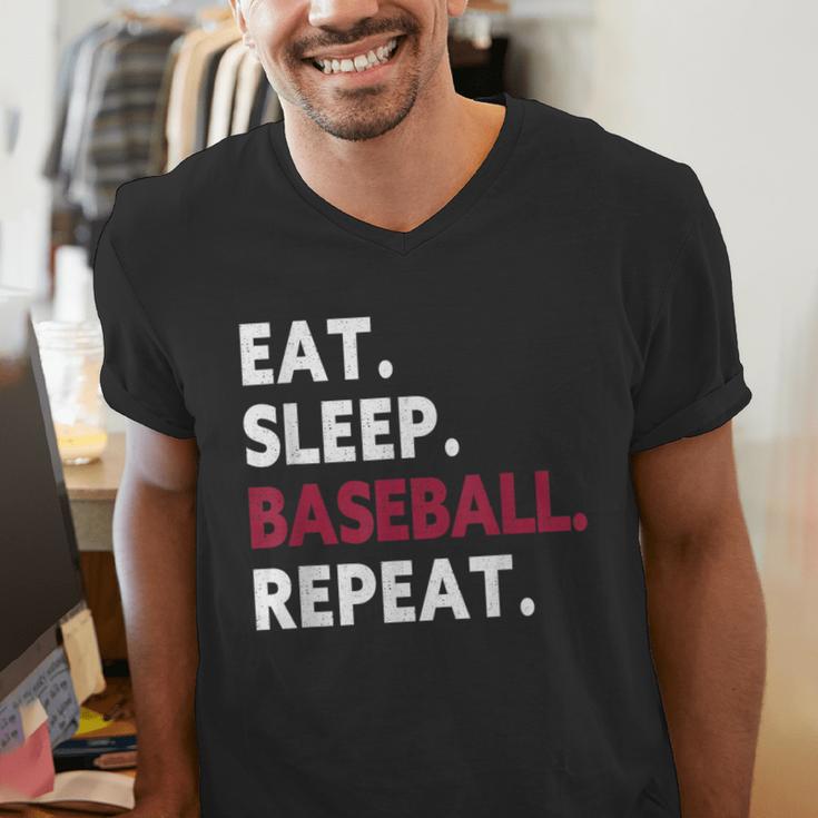 Eat Sleep Baseball Repeat Baseball Player Men's V-Neck T-Shirt