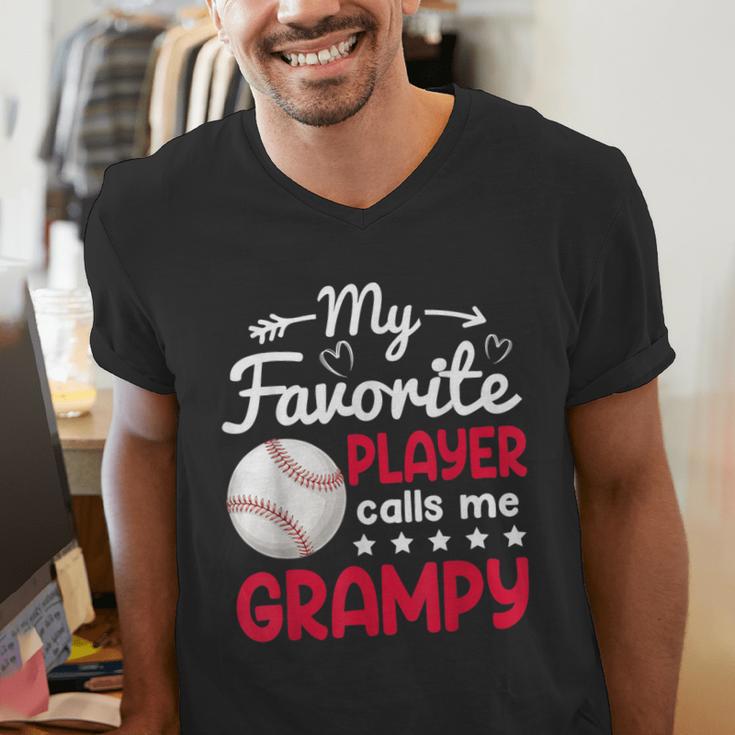 My Favorite Player Calls Me Grampy Baseball Grampy Men's V-Neck T-Shirt