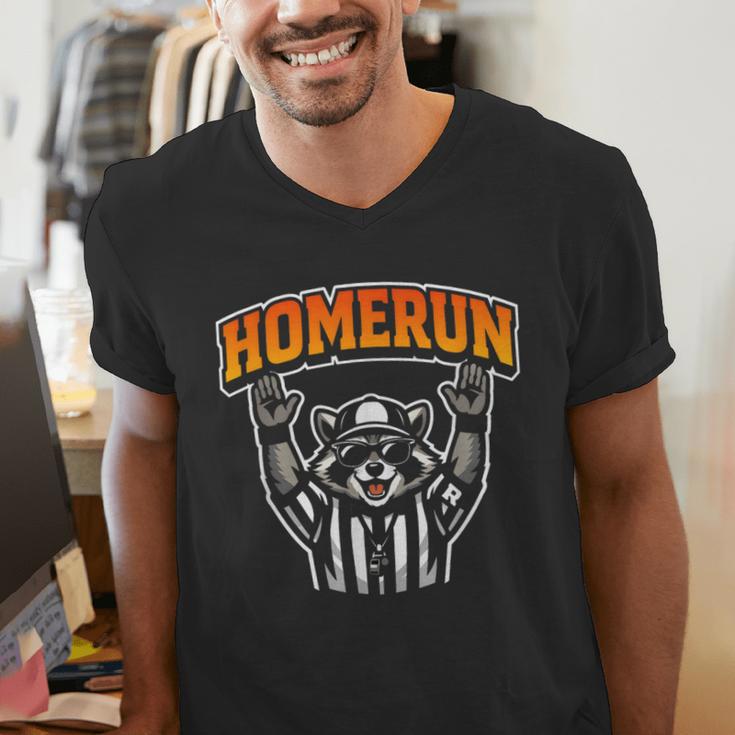 Football Referee Touchdown Baseball Homerun Raccoon Men's V-Neck T-Shirt