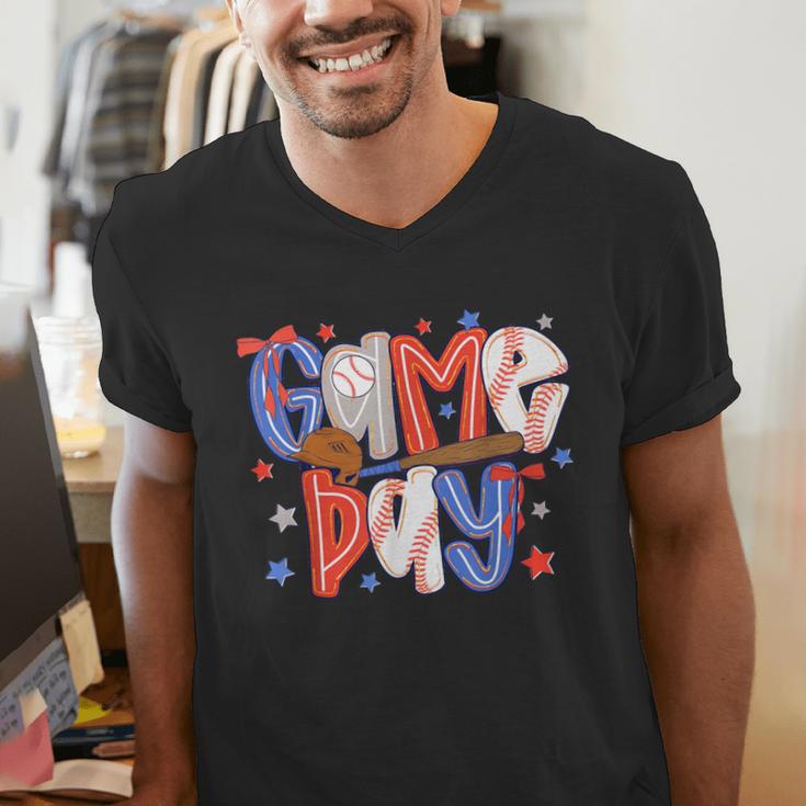 Game Day Baseball Lover Field Day Men Women Kid Men's V-Neck T-Shirt Game Day Baseball Lover Field Day Men Women Kid Men's V-Neck T-Shirt